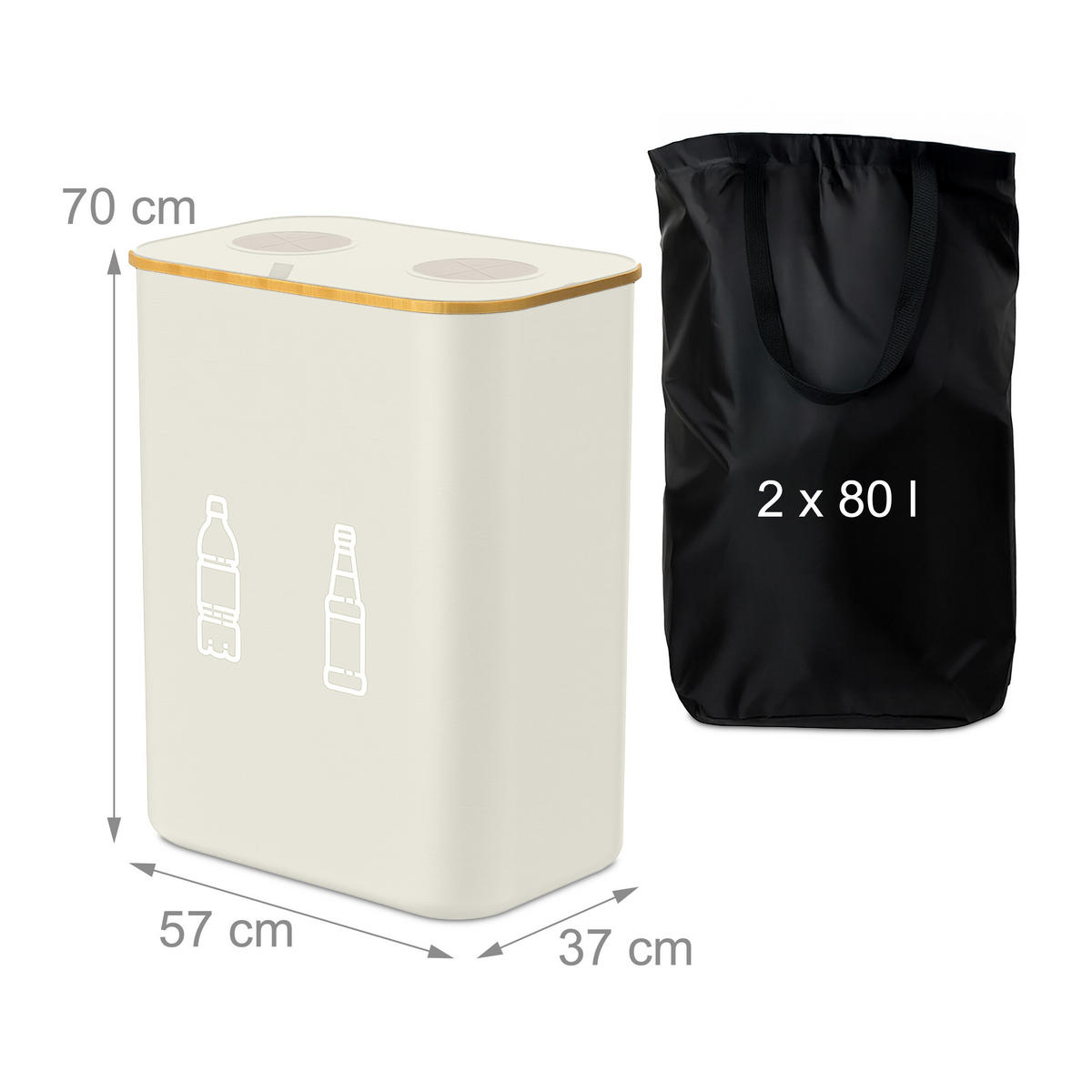 PFANDFLASCHEN-SAMMELBEHÄLTER - Grau, Holz/Kunststoff (57/70/37cm) - Relaxdays