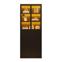 VITRINE 70x34x180 cm Schwarz mit LED und 2 Schubladen - Schwarz, Holzwerkstoff (70/180/34cm) - FLIEKS