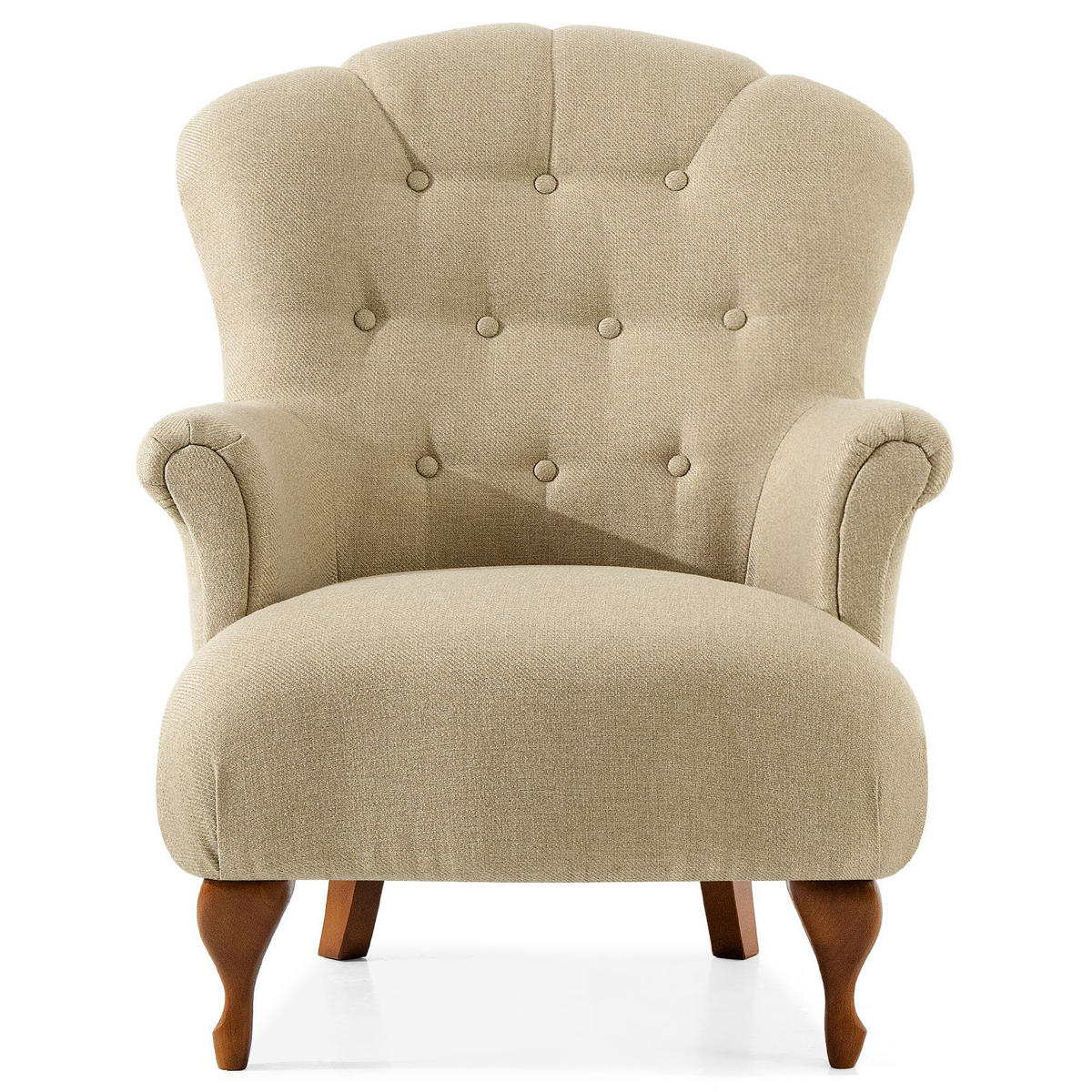 SESSEL MIT FUẞSTÜTZE TOMIS, Beige - Beige/Braun, Eichenholz/Holz (76/101/83cm) - KONSIMO®