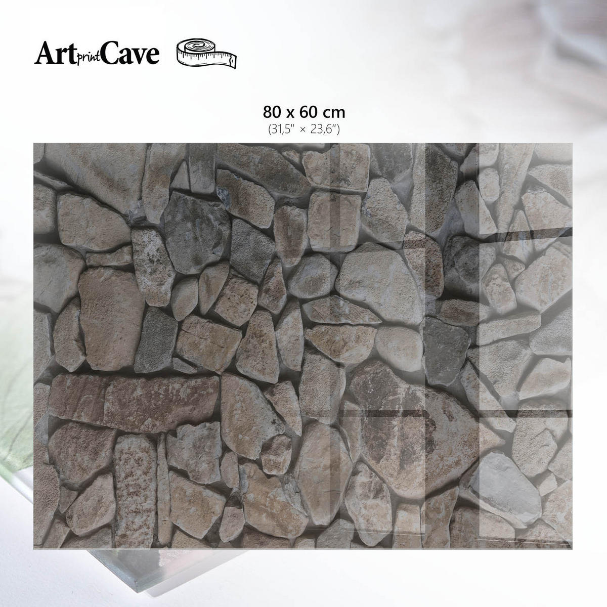 GLASPLATTE 80x60 cm – Steintextur - Braun, Glas (0.4/80/60cm) - ArtPrintCave