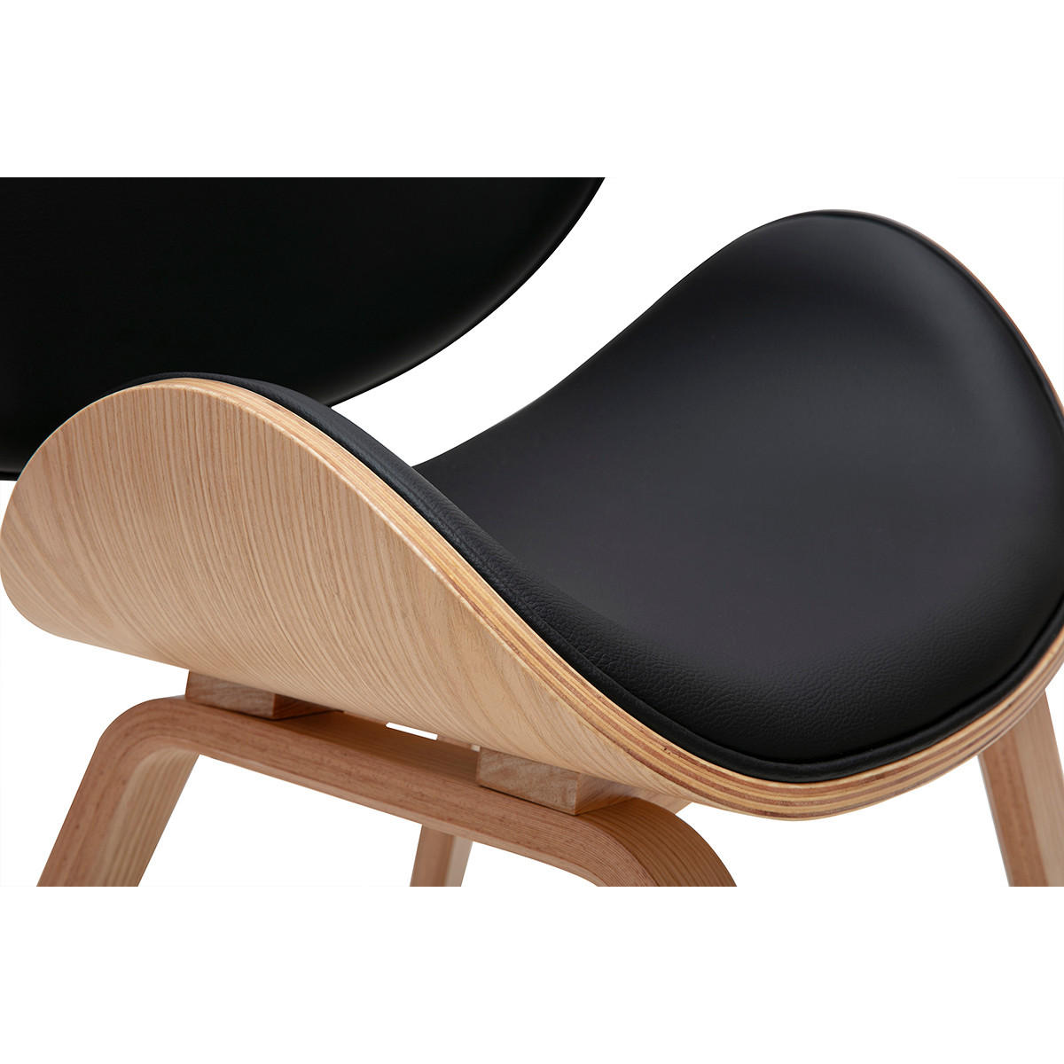 SCHWARZ und helles Holz Designstuhl WALNUT - Schwarz, Holz (55/75.5/53cm) - Miliboo