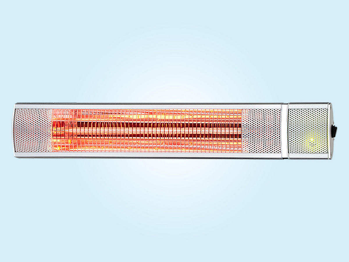 HALOGEN-HEIZUNG für Wandmontage Silber für Außenbereich und Bad 2000 W - Silberfarben, Kunststoff/Metall (63/10/15cm) - Purline