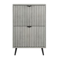 SCHUHSCHRANK mit 2 Klappen, geriffelter Front und verstellbaren Fächern, Grau - Grau, Holzwerkstoff (60/94/24cm) - Redom