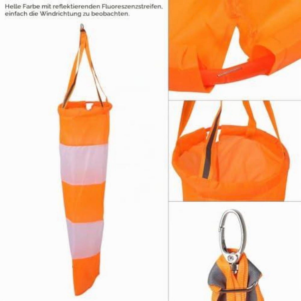 WINDSACK Rot-Weiß fluoreszierend 0,8 m - Multicolor, Textil (1/1/1cm)