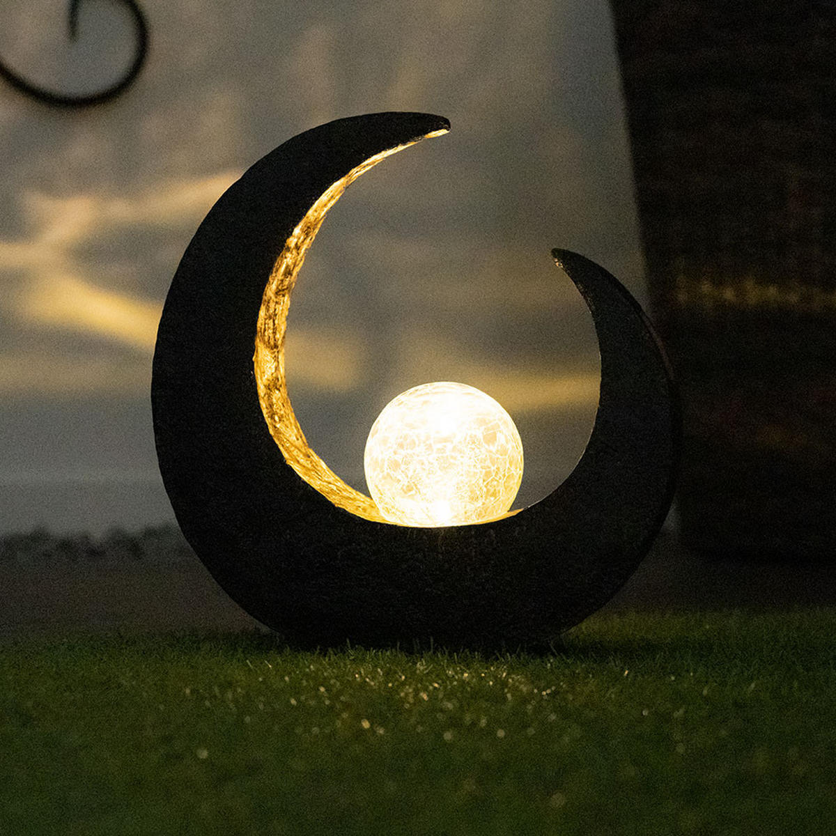 LED AUSSENLEUCHTE Baum Mondsichel Schwarz 2er Set - Schwarz, Kunststoff (14/7/30cm) - Globo Lighting