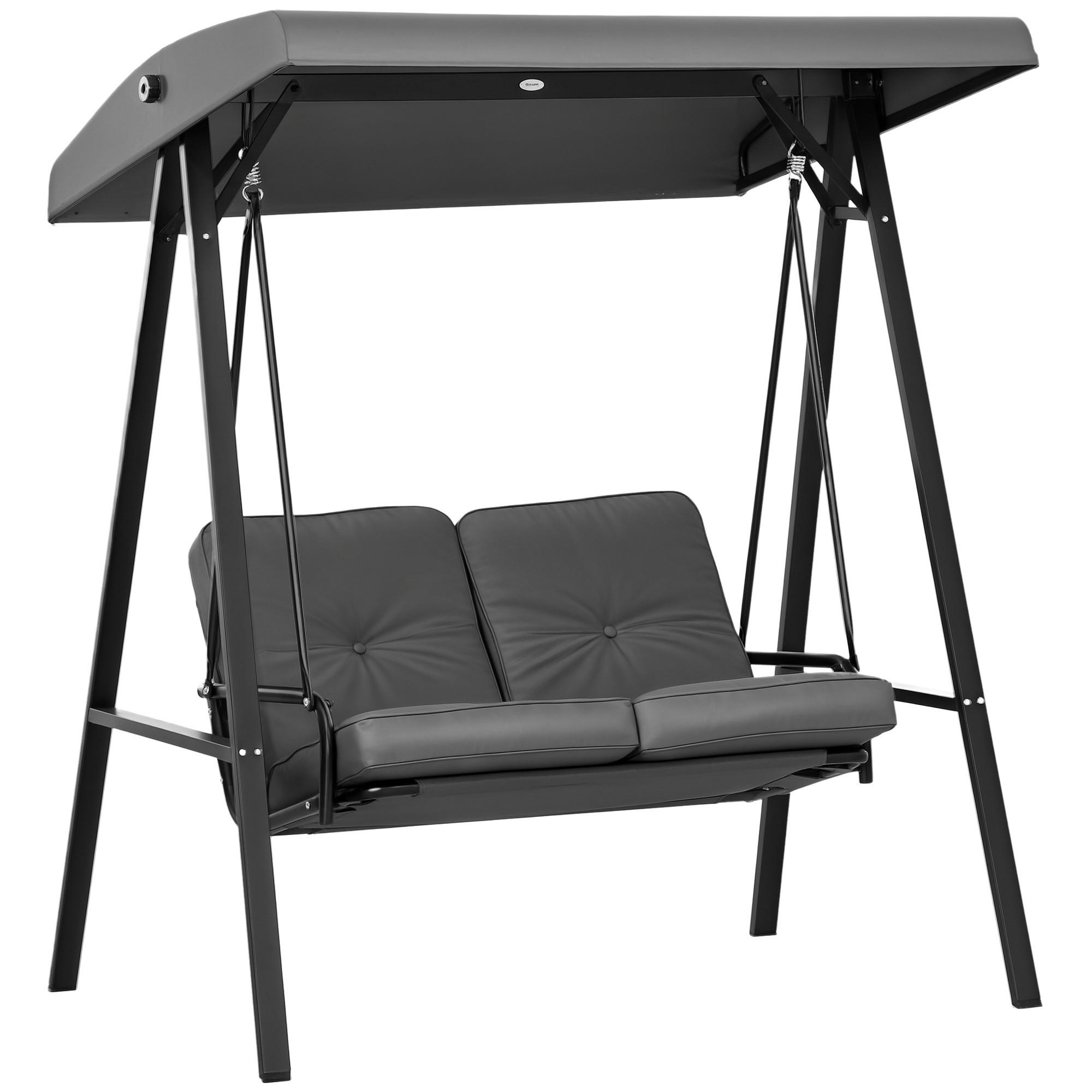 HOLLYWOODSCHAUKEL DE-07091 2-Sitzer, verstellbares Dach, bis 220 kg Dunkelgrau - Dunkelgrau, Metall (145/172/116cm) - ComfortXL