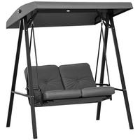 HOLLYWOODSCHAUKEL DE-07091 2-Sitzer, verstellbares Dach, bis 220 kg Dunkelgrau - Dunkelgrau, Metall (145/172/116cm) - ComfortXL