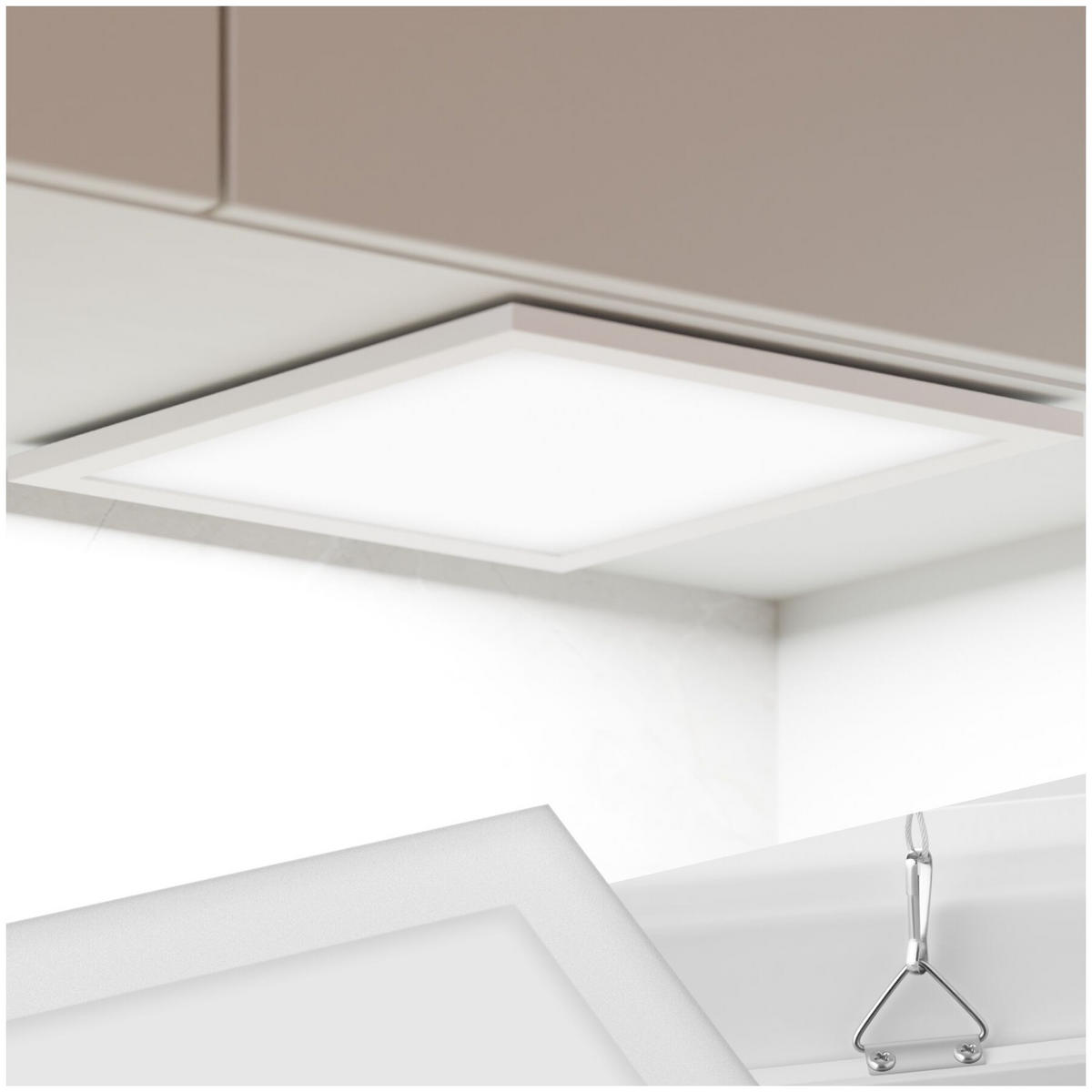 LED-PANEEL Lucerna, vielseitige Einsatzmöglichkeiten, weiß - Weiß, Textil (29.5/29.5/3.4cm) - tectake