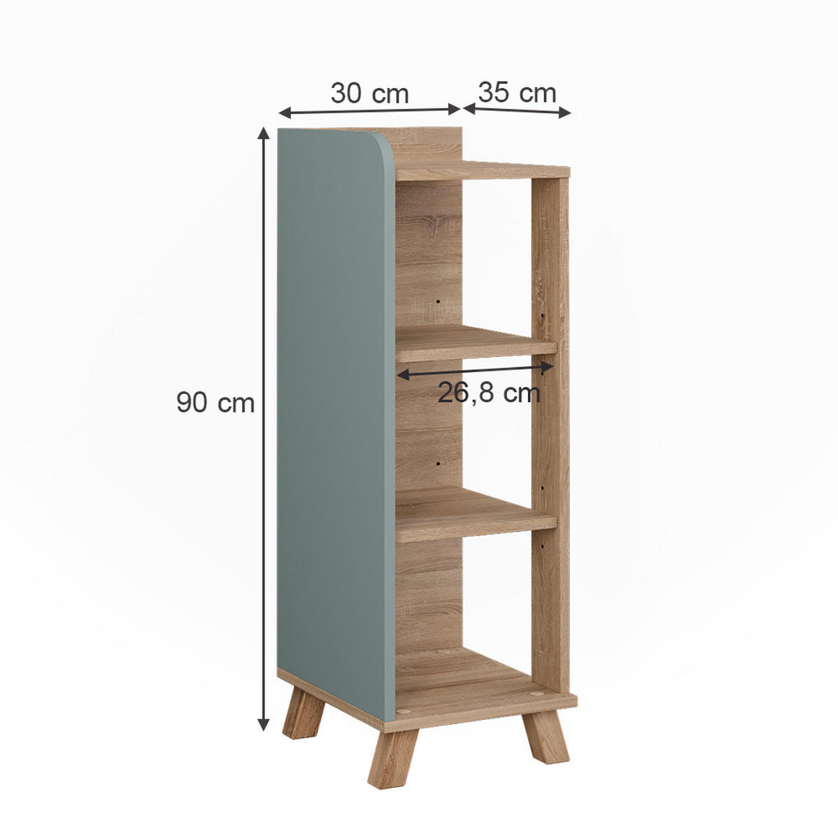 MIDISCHRANK Karen Sonoma/Blau 30 x 90 cm mit 4 Ablagen - Dunkelblau/Sonoma Eiche, Holzwerkstoff (30/90/35cm) - Vicco
