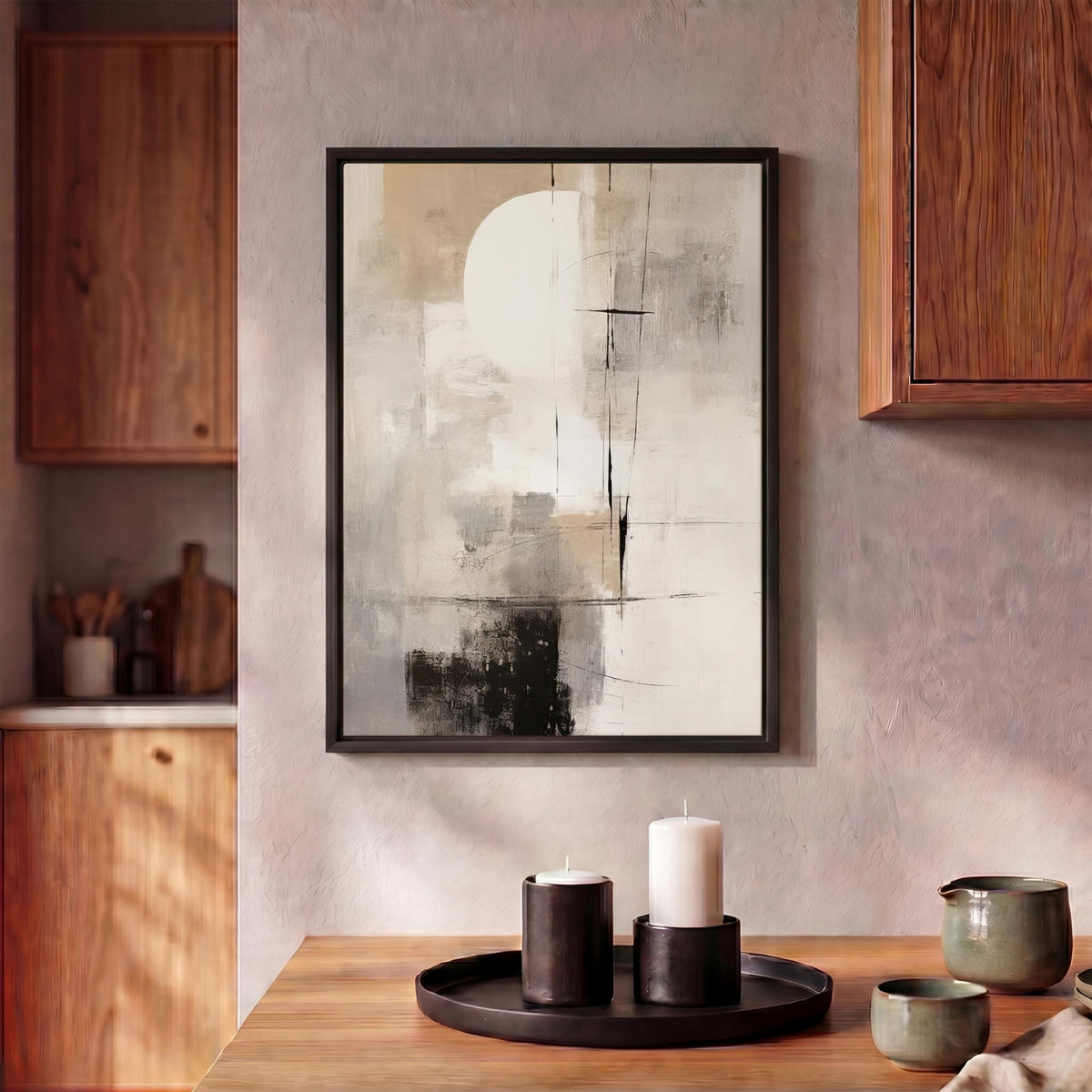 LEINWAND Bilder mit Rahmen - Abstrakt - Kunst - Grau - 30x40 - Hellgrau, Textil (30/40cm) - MuchoWow