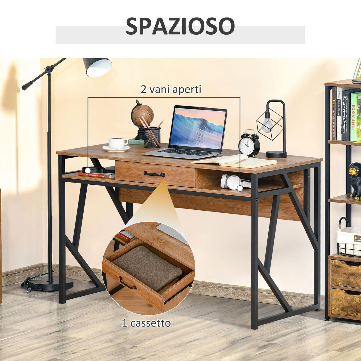 BÜROTISCH Schwarz, Braune Holzoptik 1 Stück - Multicolor, Holzwerkstoff (100/44/76cm) - GiPP