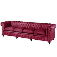 SOFA 4-Sitzer Echtleder 274x82x75 rot CHESTERFIELD #404 - Rot, Leder (274/75/82cm) - Massivmoebel24