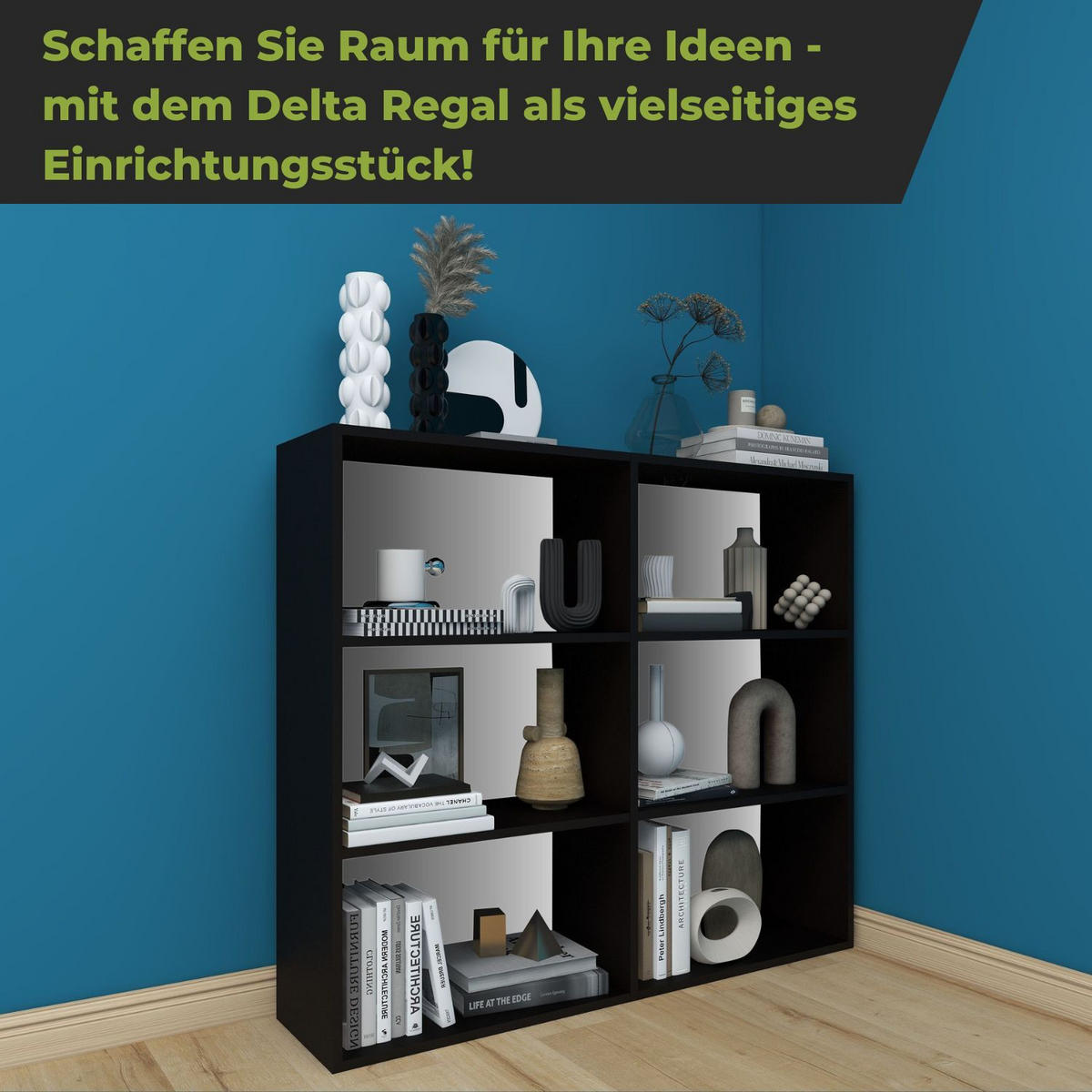 STANDREGAL DELTA-3 Schwarz 65/25/110 cm - Schwarz, Holzwerkstoff (25/110/65cm) - Coemo