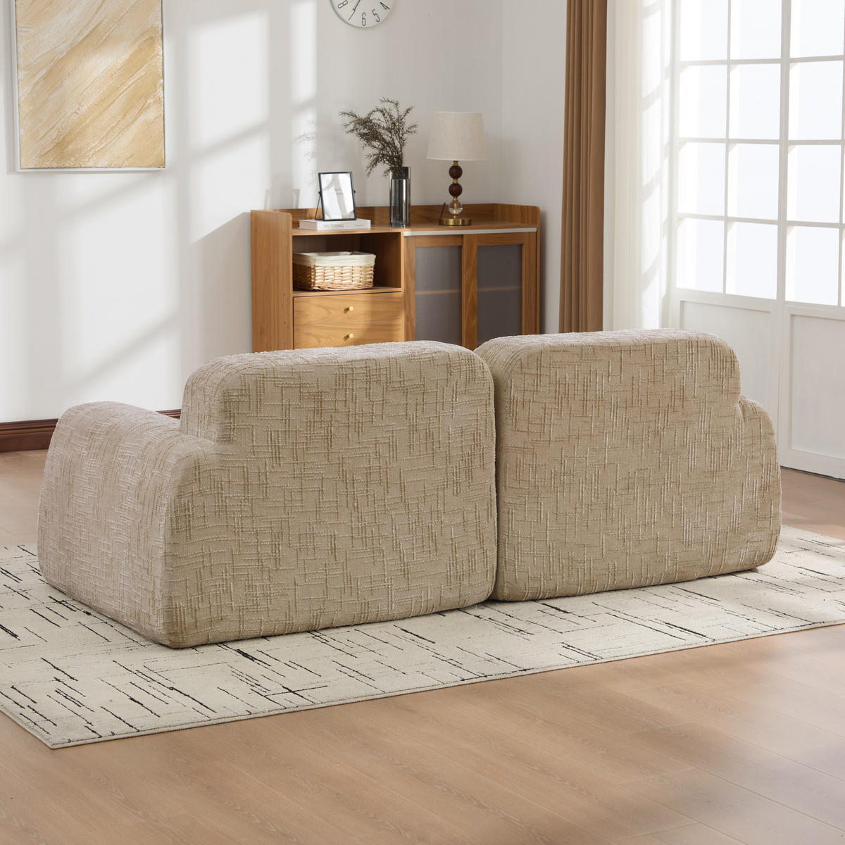 2-SITZER SOFA Chenille Hellkhaki ohne Montage - Hellbraun, Textil (198/73/90.5cm) - WISHDOR