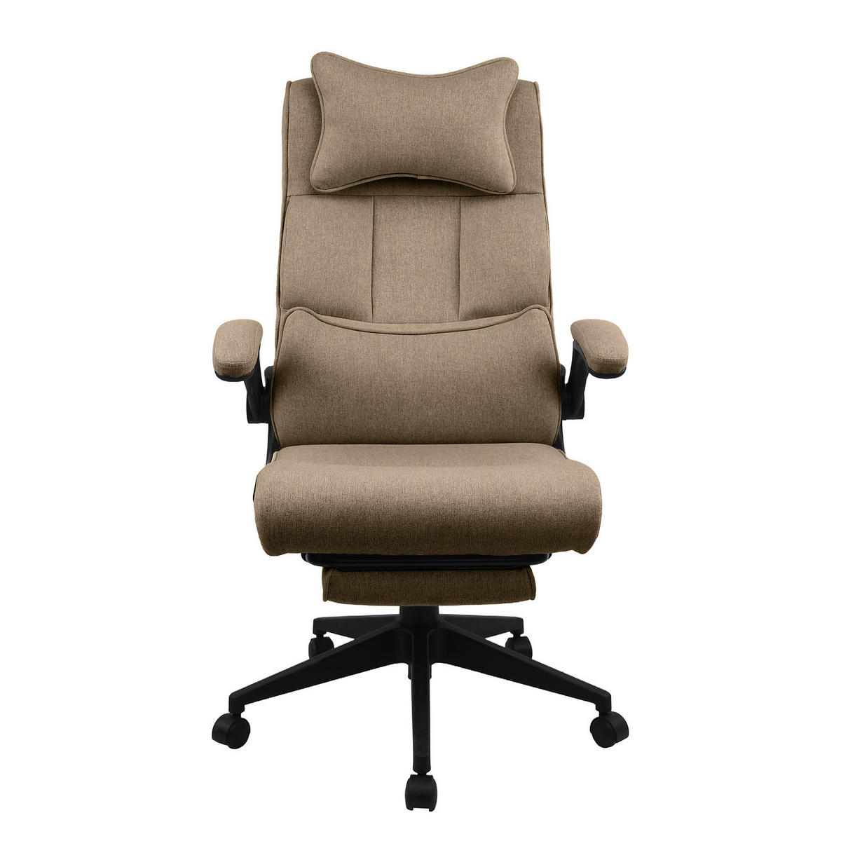 BÜRODREHSTUHL mit Fußablage - Webstoff / Eisen - Schwarz/Braun, Textil/Metall (68/100/71cm) - home24