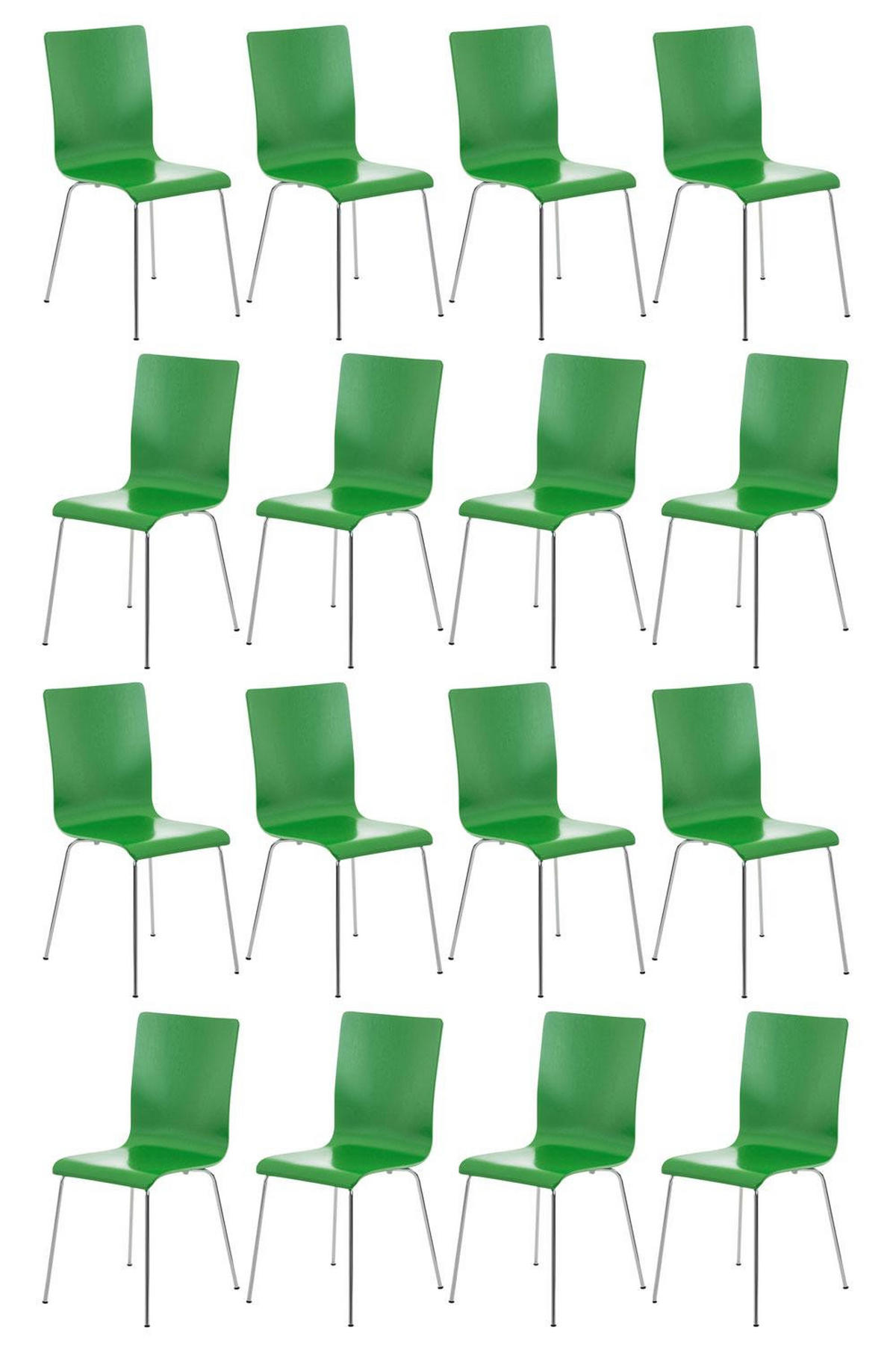 BESUCHERSTUHL 16er Set Holz grün - Grün, Holz/Metall (43/87/47cm) - CLP