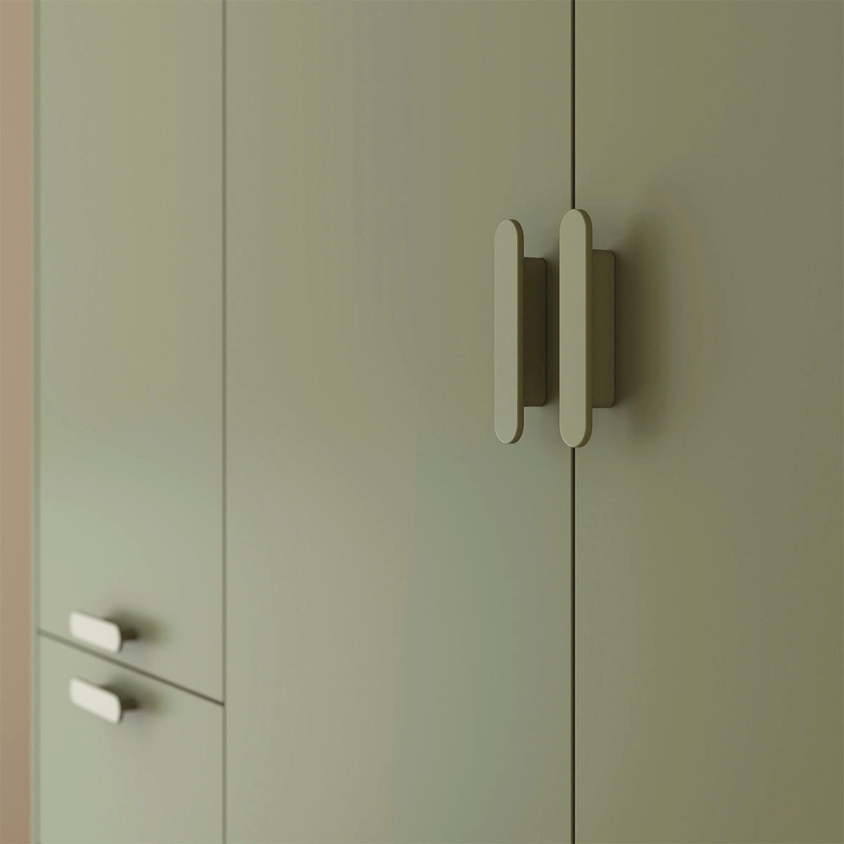 KLEIDERSCHRANK 3 Türen Sandy Grün - Grün, Holzwerkstoff (143.5/214.5/57.4cm) - Petits-meubles