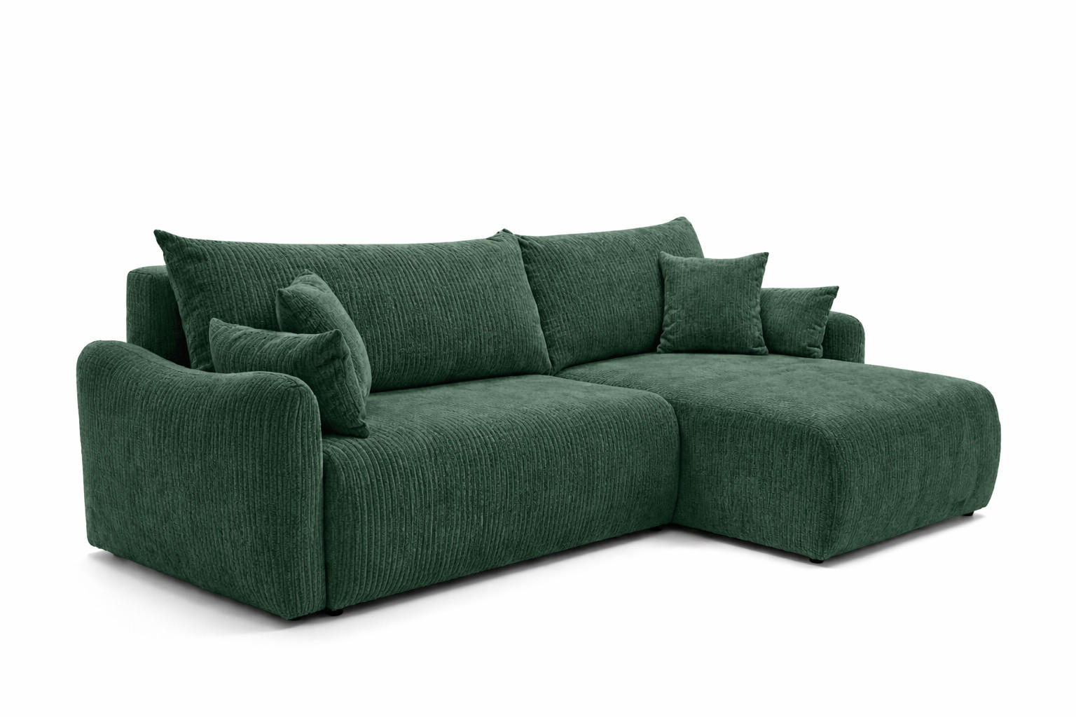 ECKSOFA Mit Schlaffunktion, Cordstoff Poso, Grün, Rechts, JAPANDI - Grün, Holz (262/145cm) - Kaiser Möbel