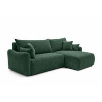 ECKSOFA Mit Schlaffunktion, Cordstoff Poso, Grün, Rechts, JAPANDI - Grün, Holz (262/145cm) - Kaiser Möbel