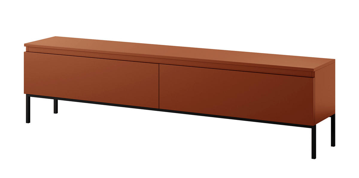 TV-SCHRANK Bemmi Ziegelrot mit Metallbeinen 175 cm - Dunkelorange/Schwarz, Holzwerkstoff/Metall (175/46/32cm) - Selsey