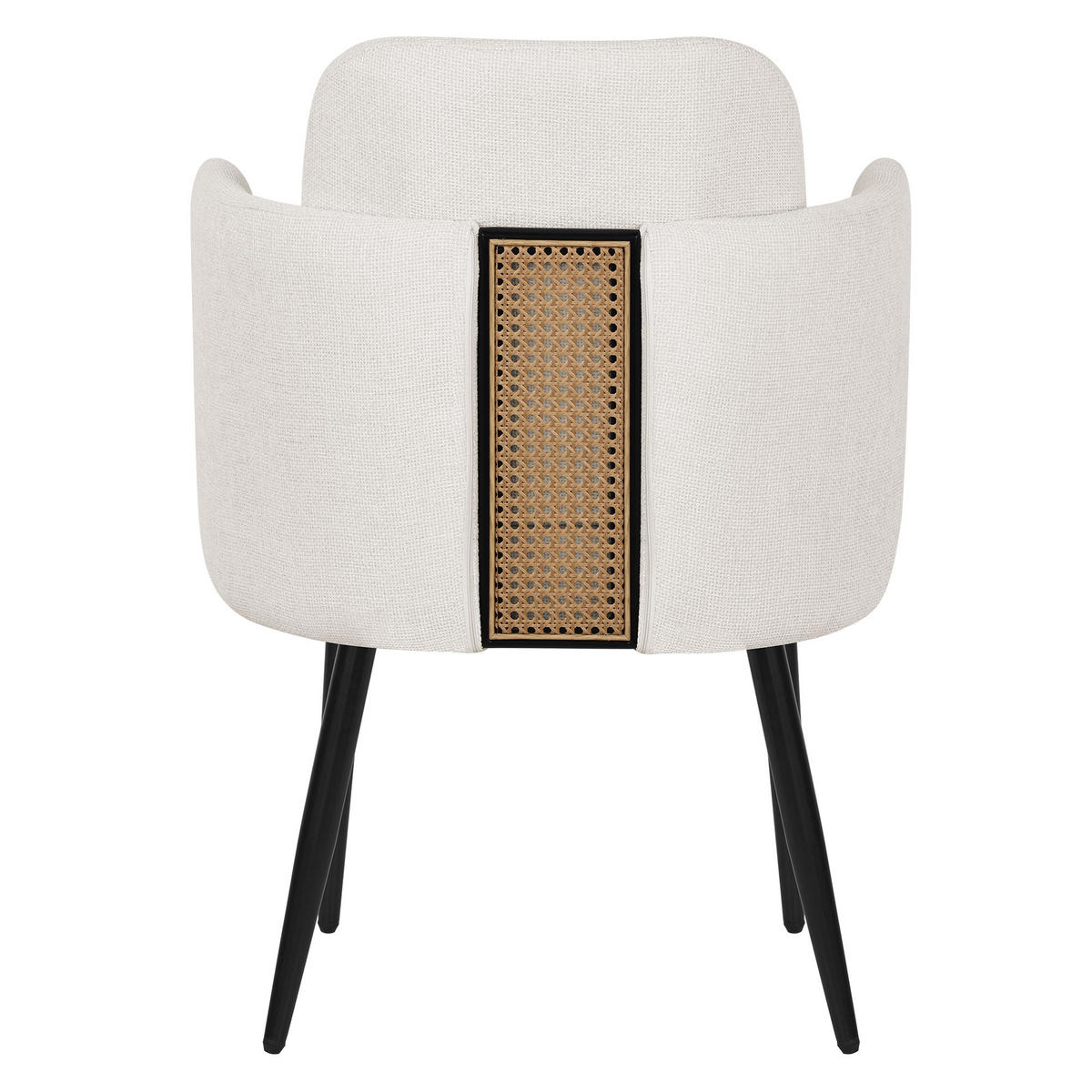 ESSZIMMERSTÜHLE 4er Set Beige mit Stoffbezug Rattan Optik - Beige/Schwarz, Textil/Metall (59/86/59cm) - ML-DESIGN