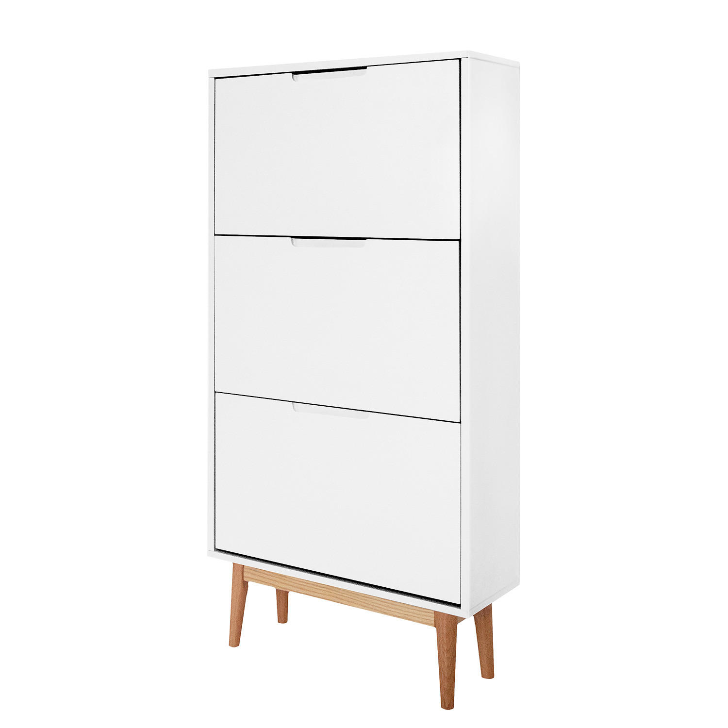 SCHUHKIPPER - Eichefarben/Weiß, Holzwerkstoff (63/130/24cm) - home24