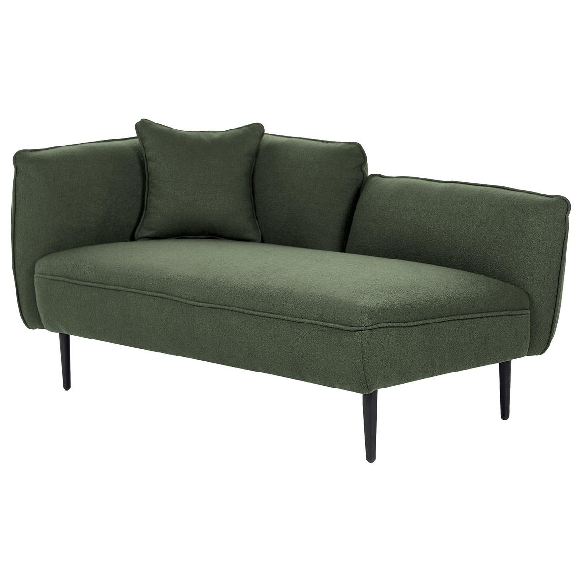 CHAISELONGUE Bouclé dunkelgrün linksseitig Chevannes - Schwarz/Grün, Textil (138/74/77cm) - Beliani