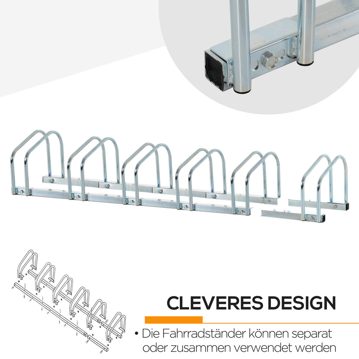 FAHRRADSTÄNDER, Stahl, Silber, 179L x 33B x 27H cm - Silberfarben, Metall (33/27/179cm) - HOMCOM