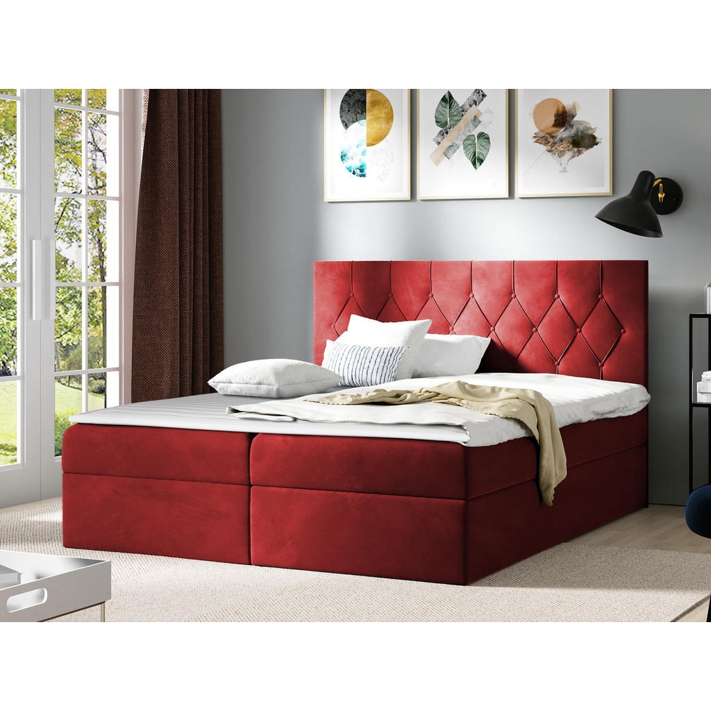 Thumbnail - Mirjan24 Boxbett, Rot, Holz, H3, 180x200 cm, Schlafzimmer, Betten, Boxspringbetten