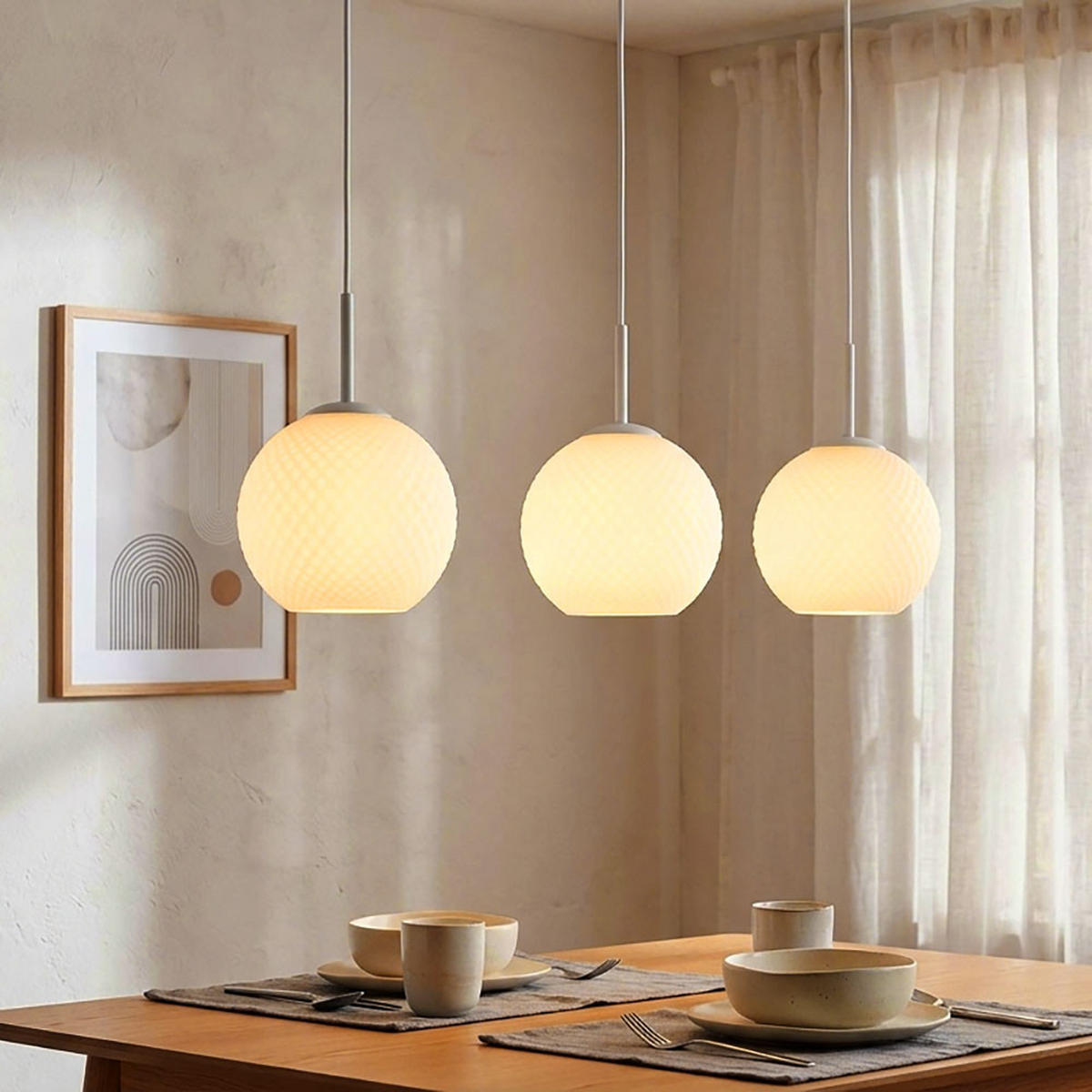 LED HÄNGELEUCHTE ANDRE Metall Glas weiß matt - Weiß, Glas (90/20/120cm) - Globo Lighting