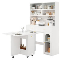 BUFFET 120/45/180 cm & 120/75/75 cm aus MDF mit klappbarem Esstisch Weiß - Weiß, Holzwerkstoff (120/180/45cm) - Modenvie