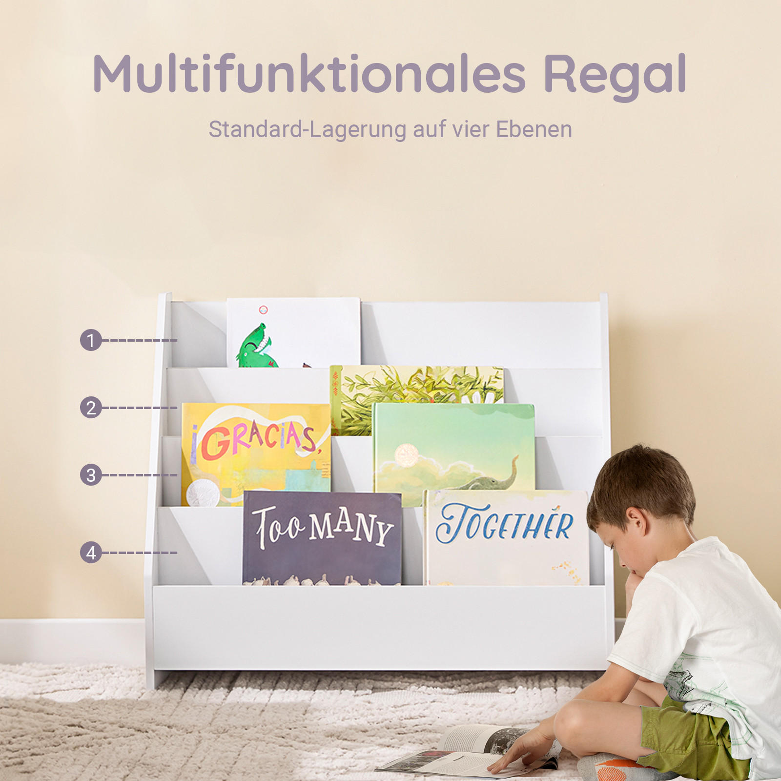 KINDER BüCHERREGAL Weiß - Weiß, Holzwerkstoff (70/60/30cm) - SoBuy