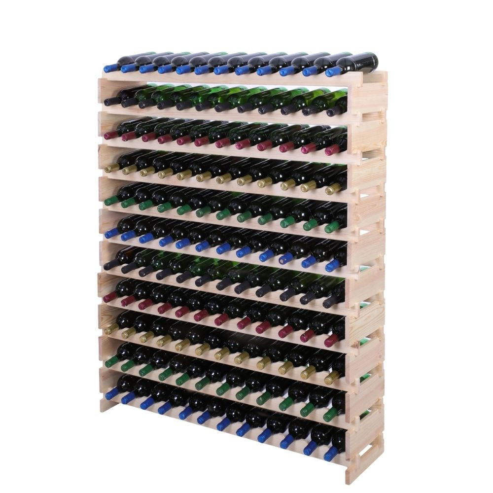 WEINREGAL VINOTECA FLEX PRO HxBxT 149x123x28cm 132 Flaschen auf 11 Ebenen Natur unbehandelt - Naturfarben, Holz (123/149/28cm) - PROREGAL
