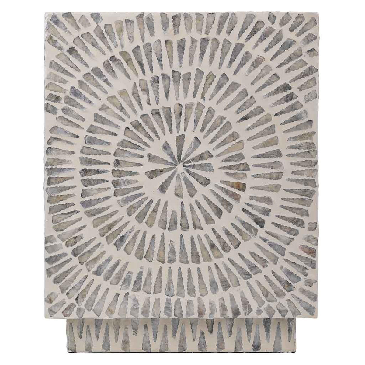 HOCKER aus Holz und Capiz, grau, 35x45cm - Grau, Holz (35/45/35cm) - Wanderlust