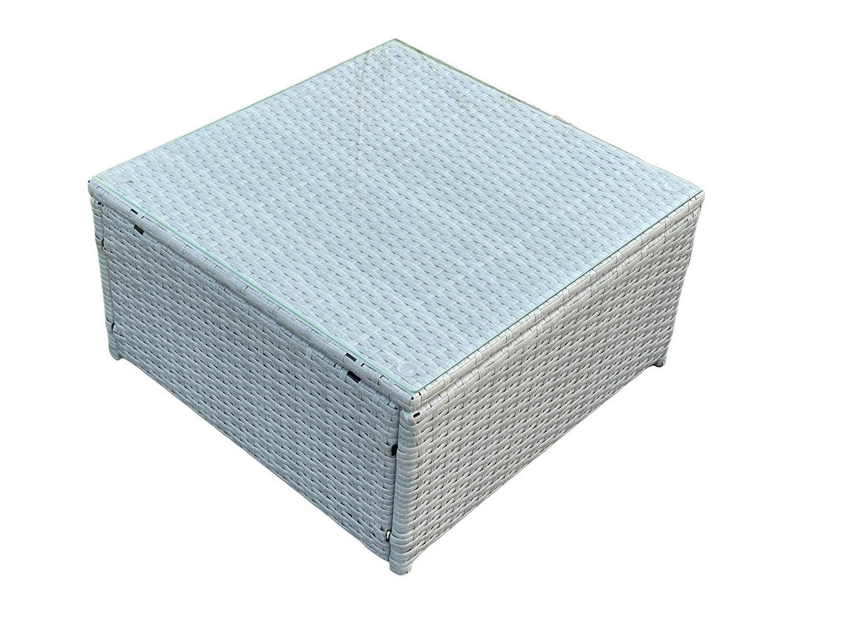 QUADRAT COUCHTISCH Polyrattan Helles Grau 1-teilige - Hellgrau, Metall (65/65/34cm) - Fimous