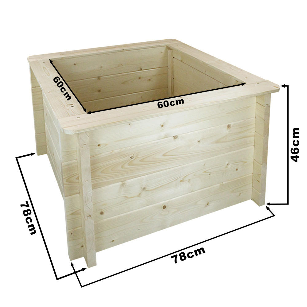 HOCHBEET HOLZ - 78x78xH46 cm - M620 - Beige, Holz (78/46/78cm) - Timbela