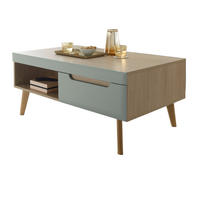 COUCHTISCH Pistazie grün, Eiche, skandinavisch 107 cm, Wohnzimmertisch mit Stauraum - Eichefarben/Pastellgrün, Eichenholz/Holz (107/67/46cm) - Furn.Design