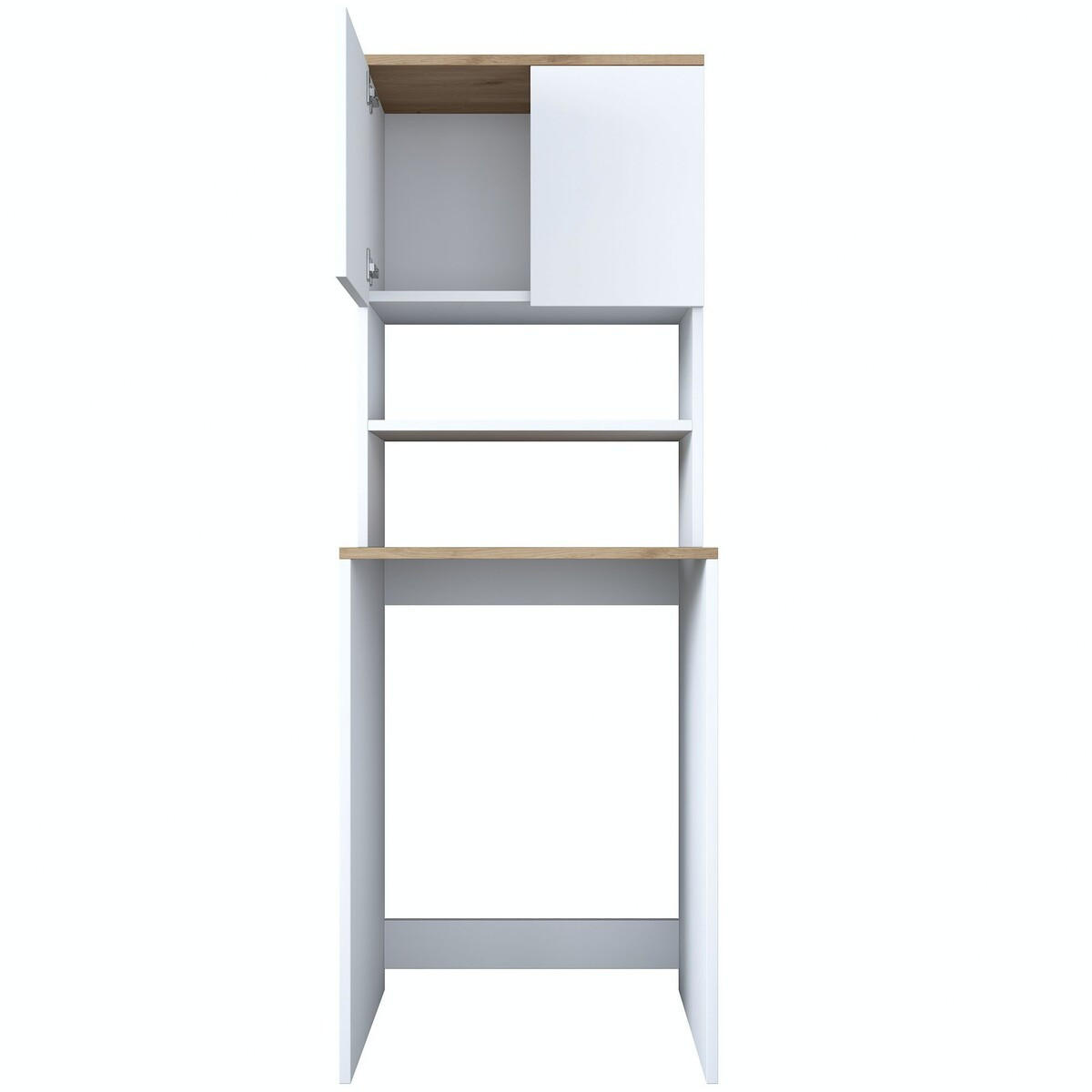 WASCHMASCHINENREGAL mit 2 ablagen und 2 türen 60/65/183,6 cm - Weiß, Holzwerkstoff (60/183.6/65cm) - Calicosy