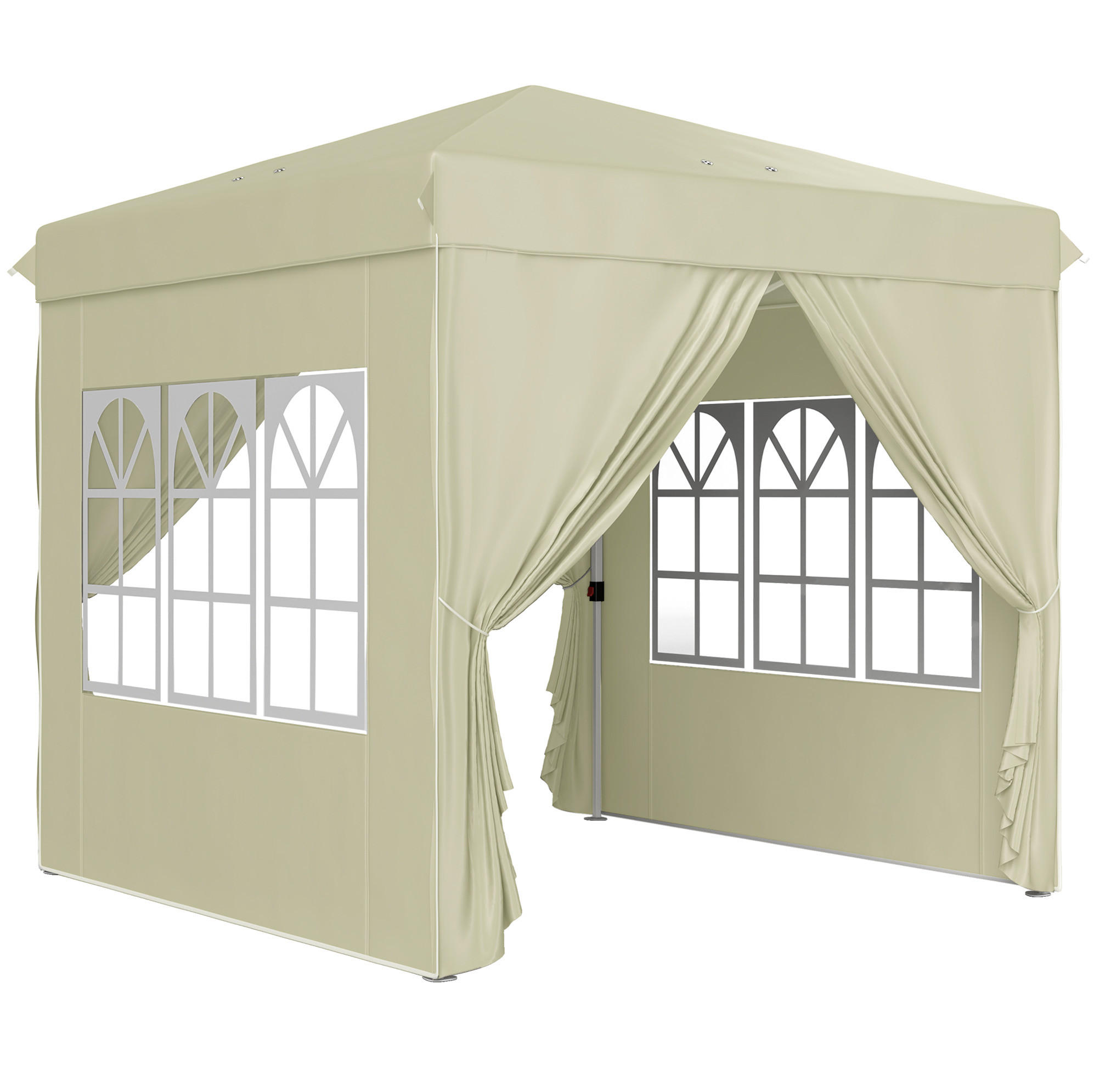 PAVILLON 248/248/270 cm cremeweiß aus Polyester höhenverstellbar - Beige, Textil (248/270/248cm) - OKWISH