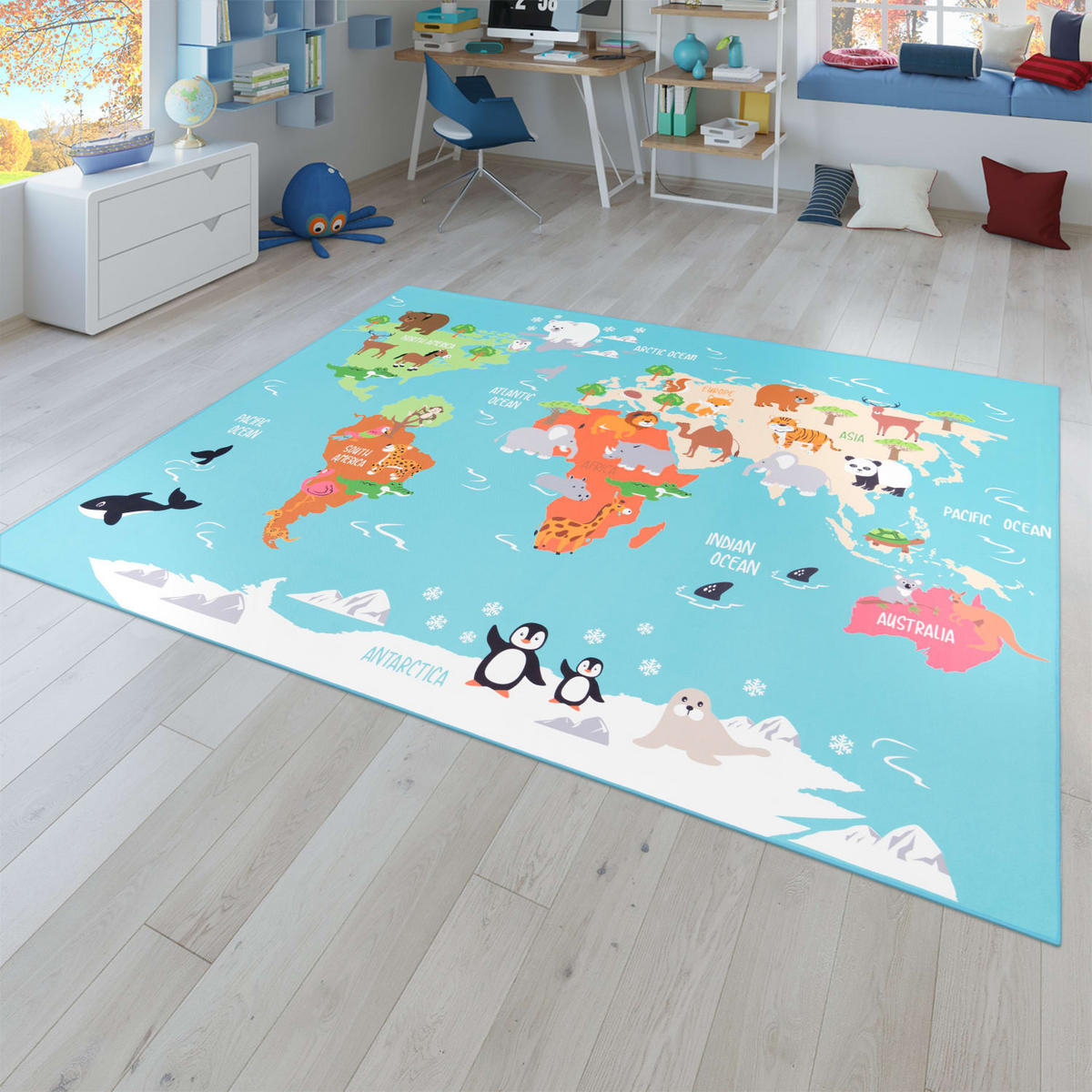 KINDERTEPPICH Türkis 200 x 200 cm - Türkis, Kunststoff (200/200cm) - TT Home