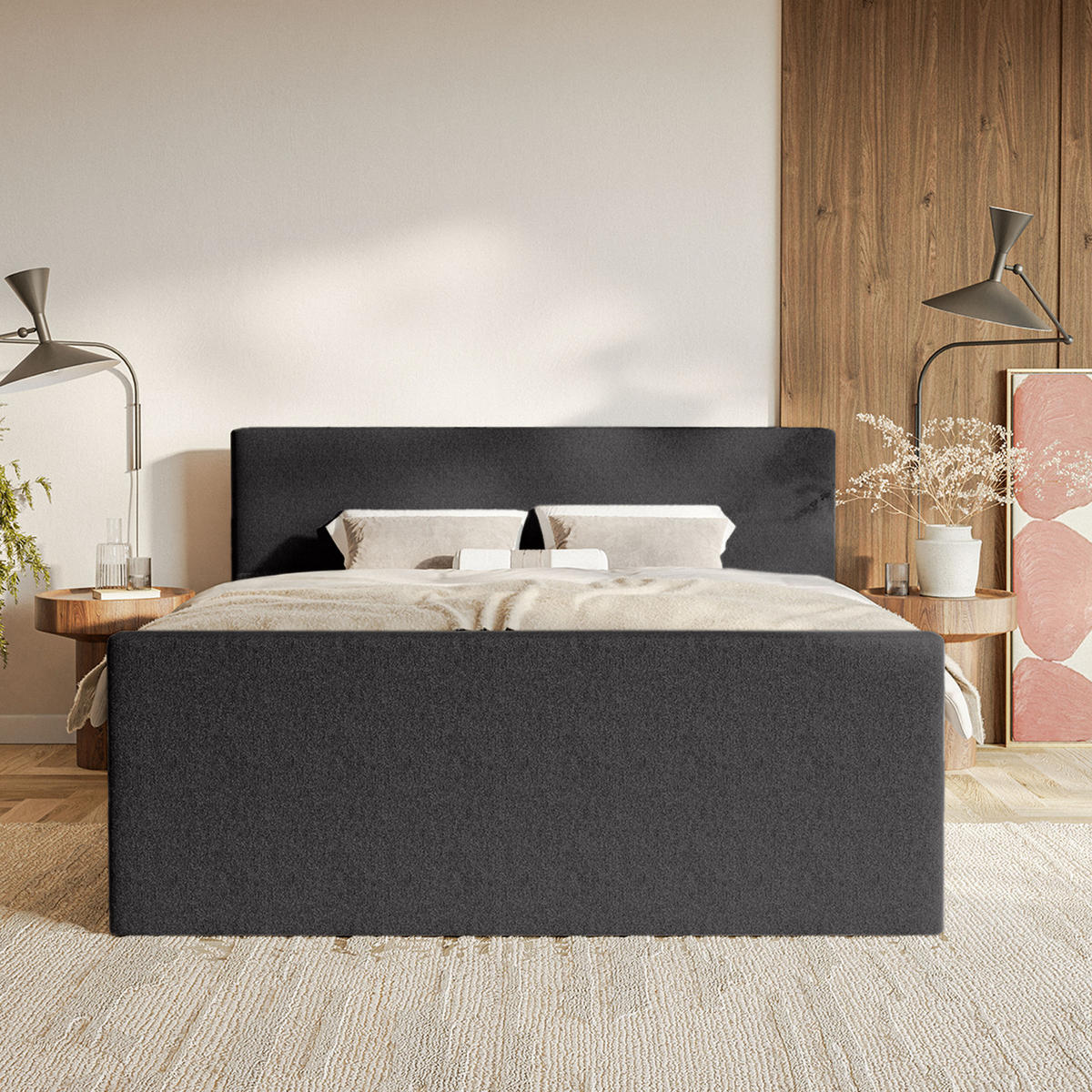 BOXSPRINGBETT VELIPOJA EASY CLEAN 160x200 cm, Dunkelgrau - Dunkelgrau, Textil (160/200cm) - Fedve