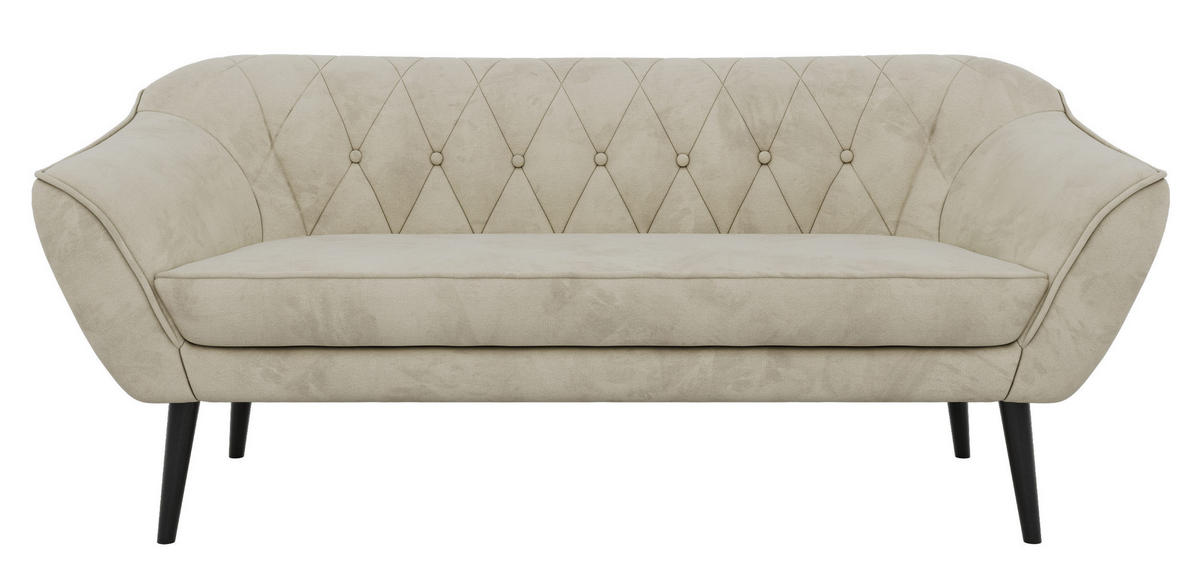 TROJMIESTNA POHOVKA PIRS 3 - Béžová Samet - Čierne nohy - čierna/béžová, kompozitné drevo/textil (180/75/74cm) - MKS