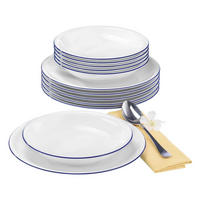 TAFELSERVICE Compact Blaurand weiß-blau 12er Set - Blau/Weiß, Keramik (32.3/23.5/32.3cm) - Seltmann Weiden