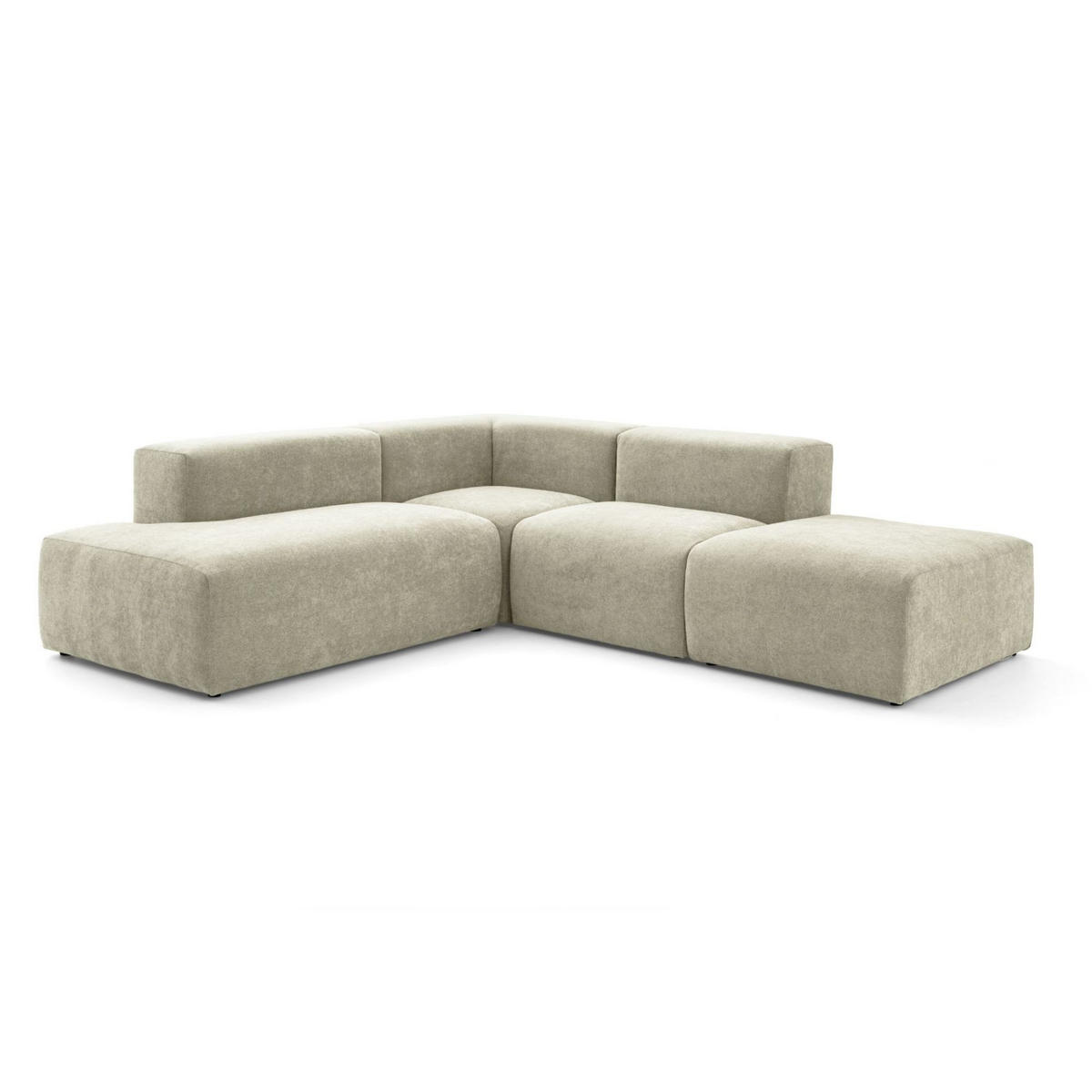 4-SITZER modulares Ecksofa HEAVEN SET 3 Links, Breite 270 cm Webstoff Olivgrün - Schwarz/Olivgrün, Holz/Kunststoff (245/270cm) - Muffo