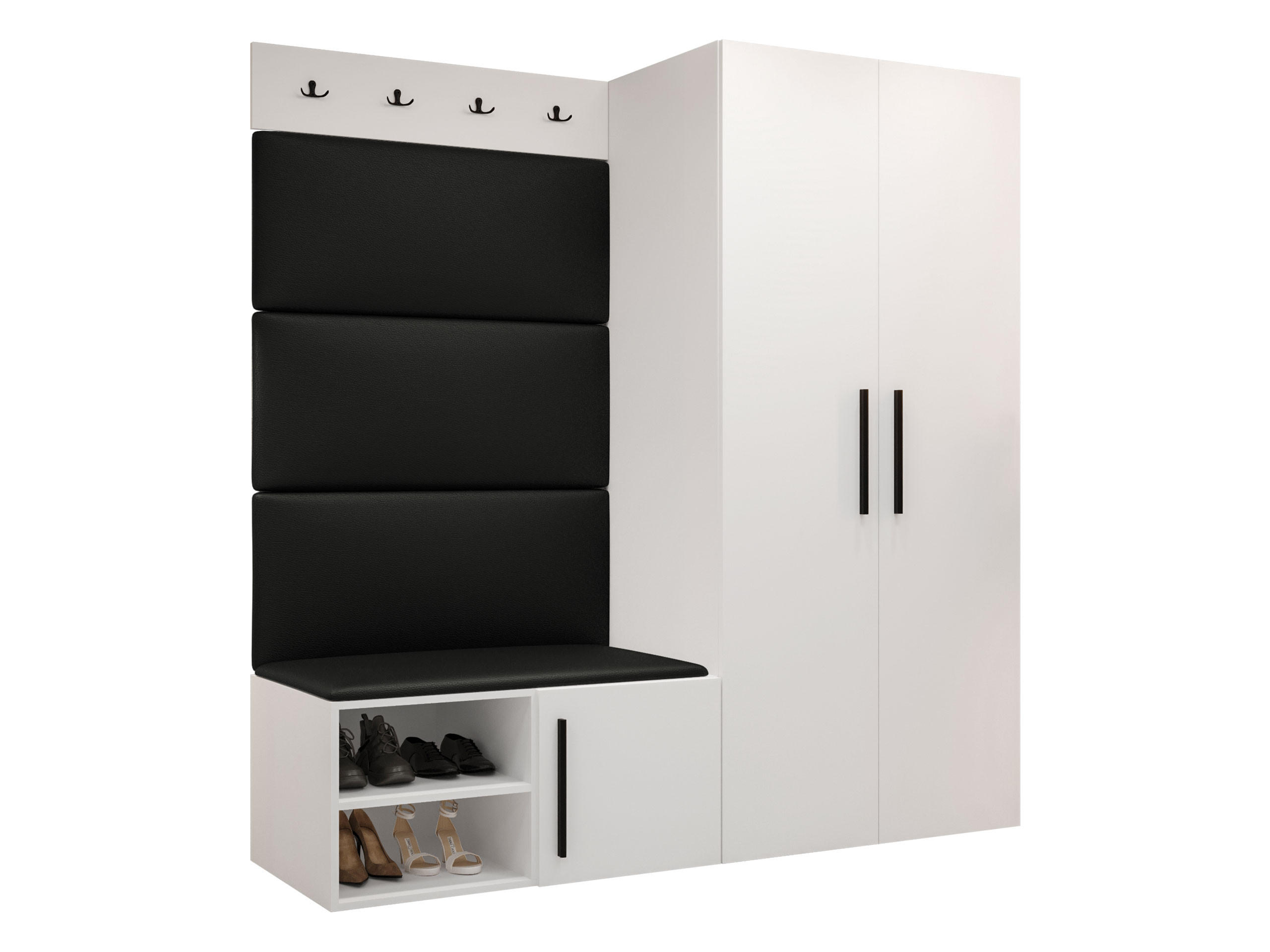GARDEROBEN-SET Medi I - Schwarz/Weiß, Holzwerkstoff/Kunststoff (80/191/50cm) - MIRJAN24