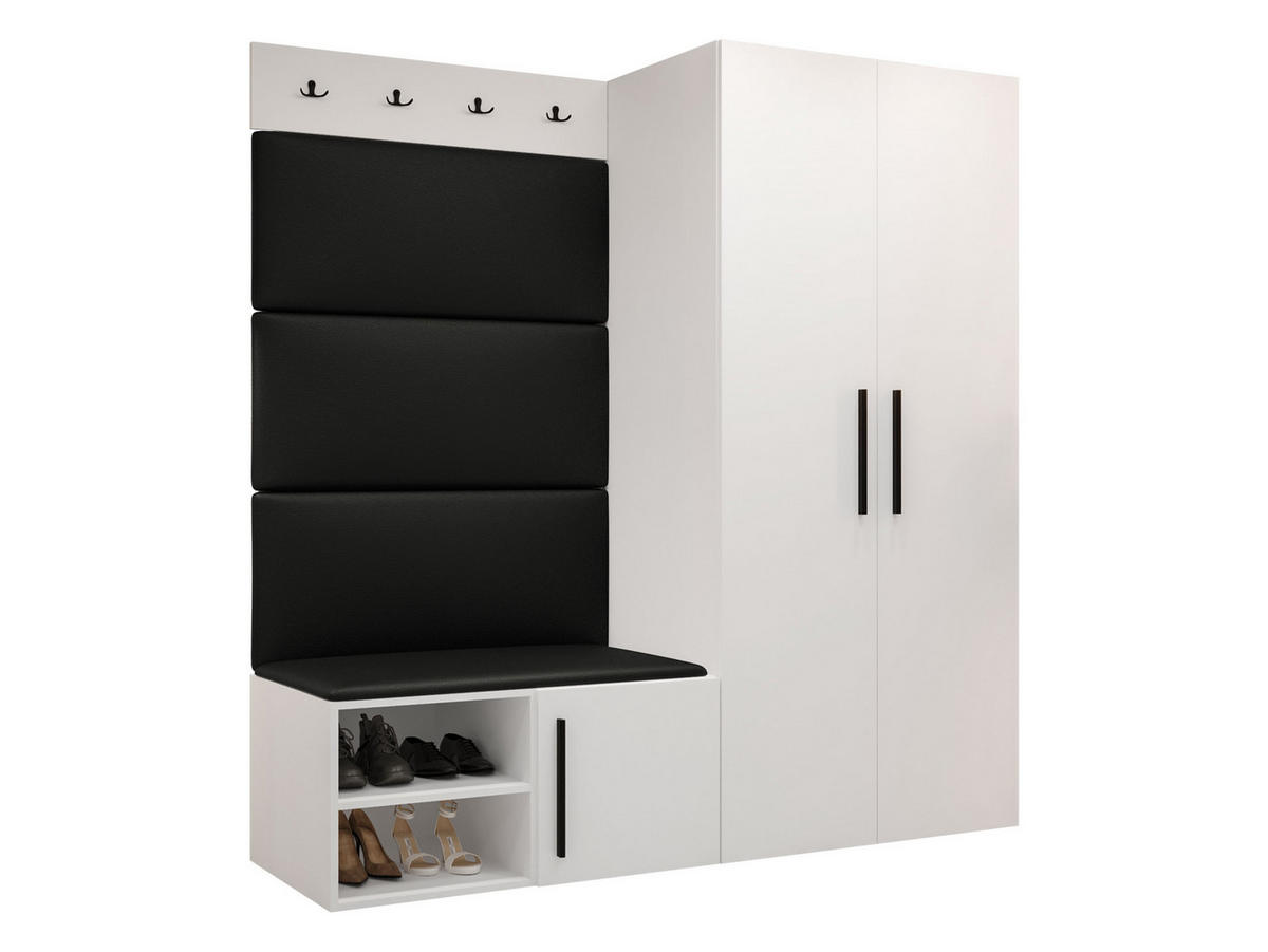 GARDEROBEN-SET Medi I - Schwarz/Weiß, Holzwerkstoff/Kunststoff (80/191/50cm) - MIRJAN24