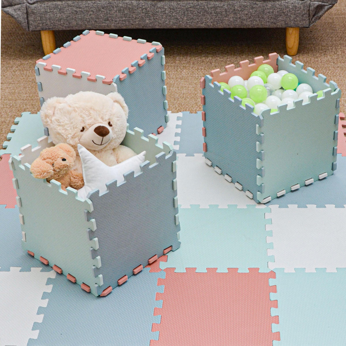 SPIELMATTE ab Null - 90 cm Baby Puzzlematte Weiß - Weiß, Kunststoff (30/30cm) - Littletom