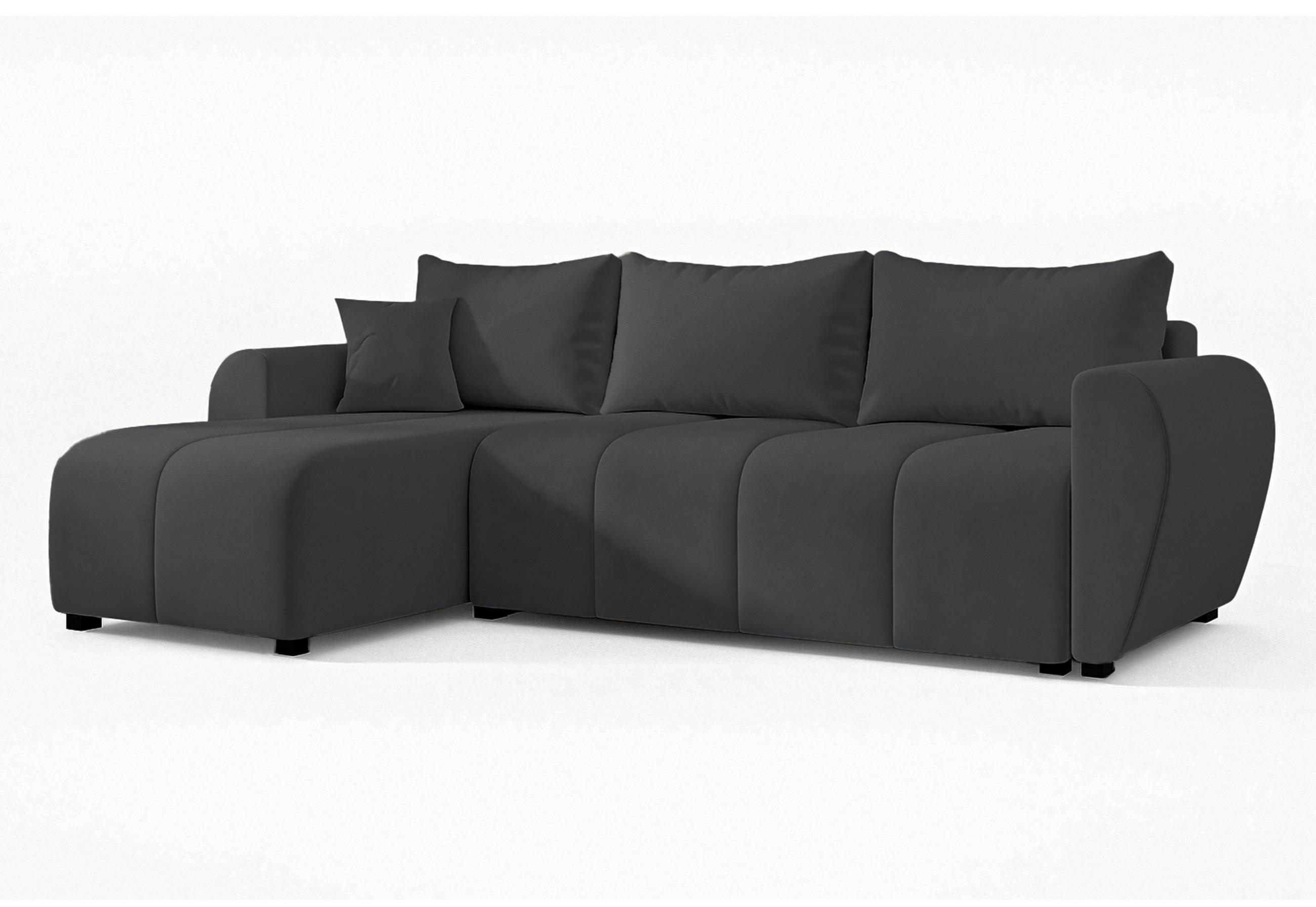 ECKSOFA L Form Malatya Dunkelgrau 246/145/82 cm stilvolle mit Schlaffunktion L - Dunkelgrau/Schwarz, Kunststoff/Textil (145/246cm) - AX Living