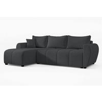 ECKSOFA L Form Malatya Dunkelgrau 246/145/82 cm stilvolle mit Schlaffunktion L - Dunkelgrau/Schwarz, Kunststoff/Textil (145/246cm) - AX Living