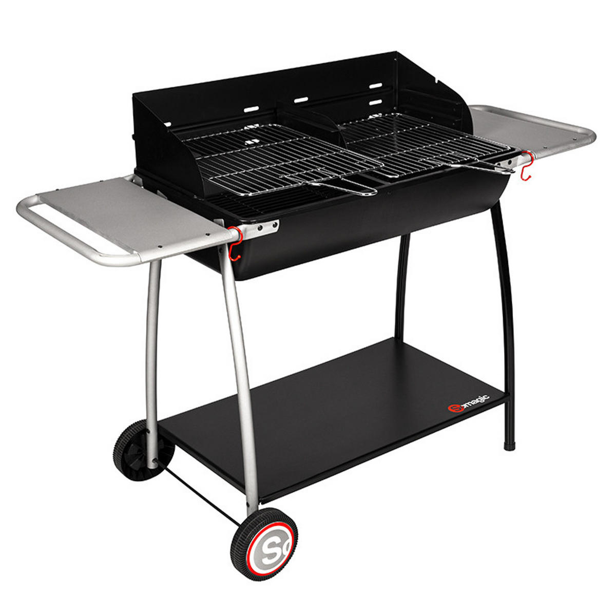 HOLZKOHLEGRILL Malaga Schwarz - Schwarz, Metall (53/94/133cm) - Somagic